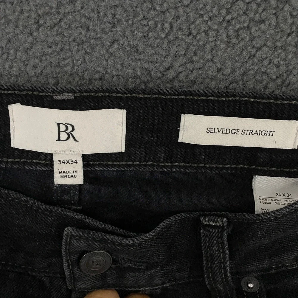 Banana Republic Selvedge Straight Jeans Mens 34x34 Black Italian Denim Heritage